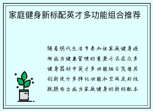 家庭健身新标配英才多功能组合推荐